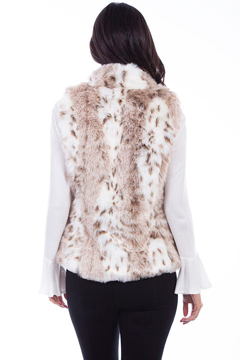 Scully Ladies' Faux Fur Leopard Print Vest Back