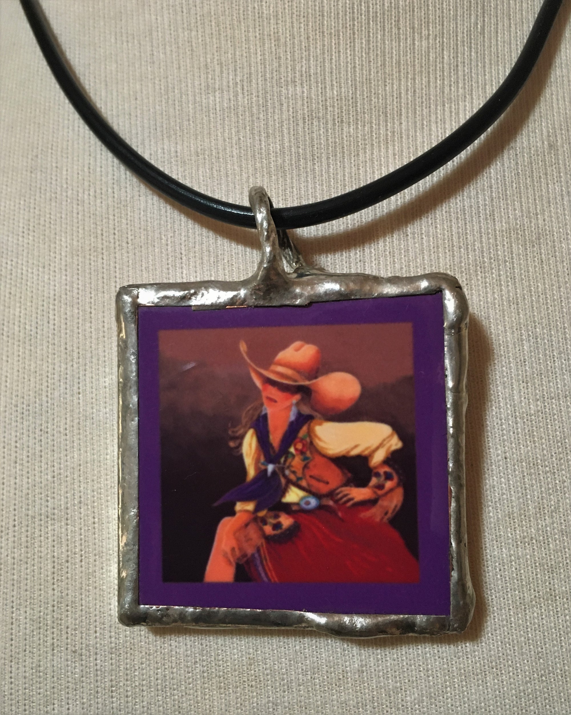 Ceramic Tile Necklace Doreman Let's Rodeo