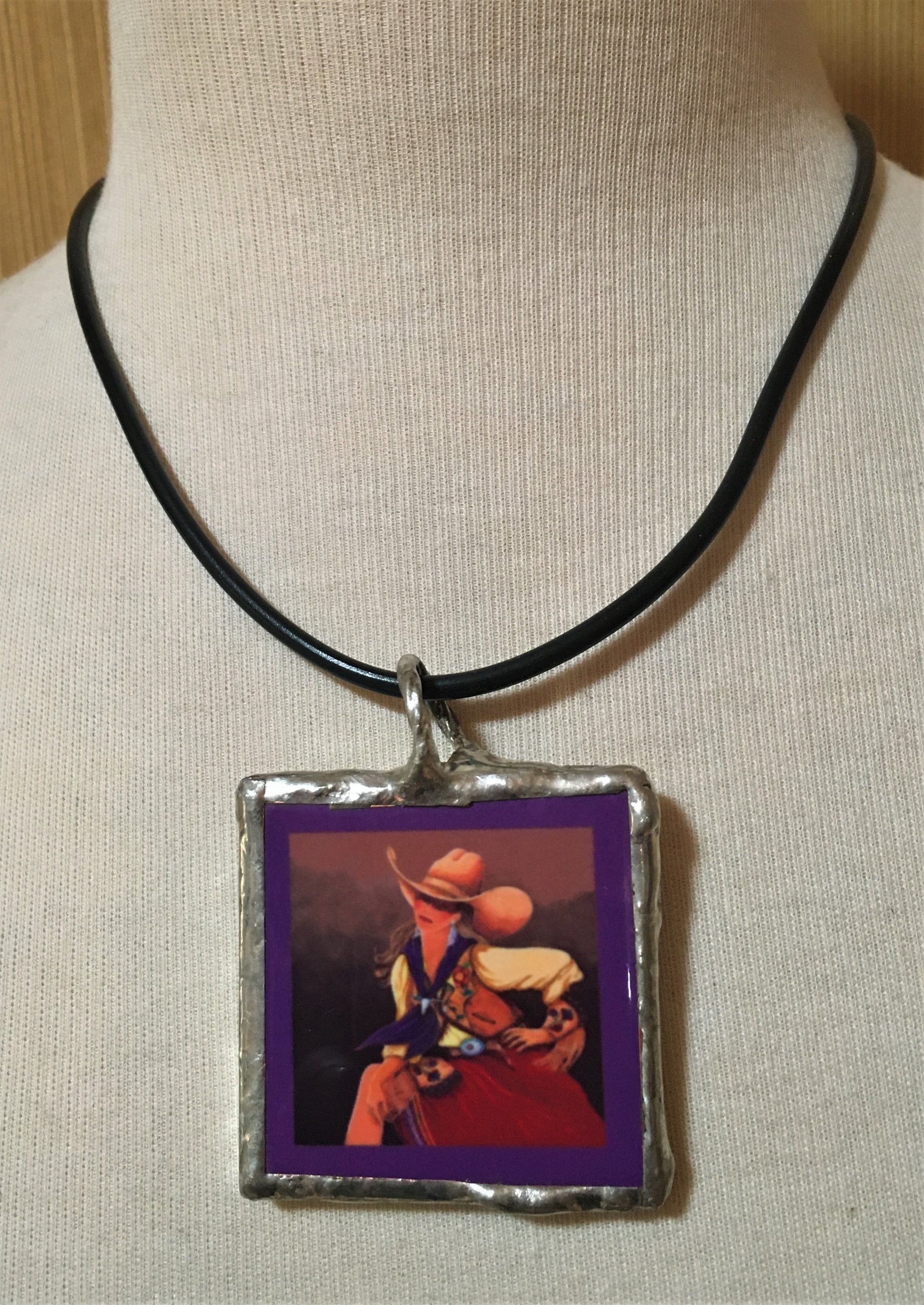 Ceramic Tile Necklace Doreman Burns Let's Rodeo