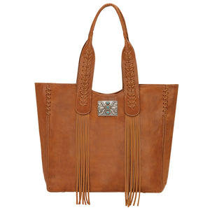 American West Mohave Collection Zip Top Tote Natural Tan Front