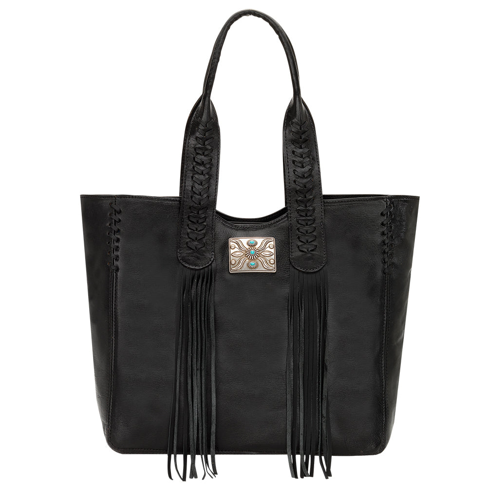 American West Mohave Collection Zip Top Tote Black Front
