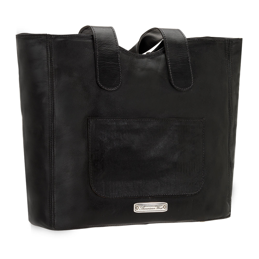 American West Mohave Collection Zip Top Tote Black Back