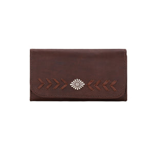 American West Mohave Collection Tri-Fold Wallet Dark Brown Front