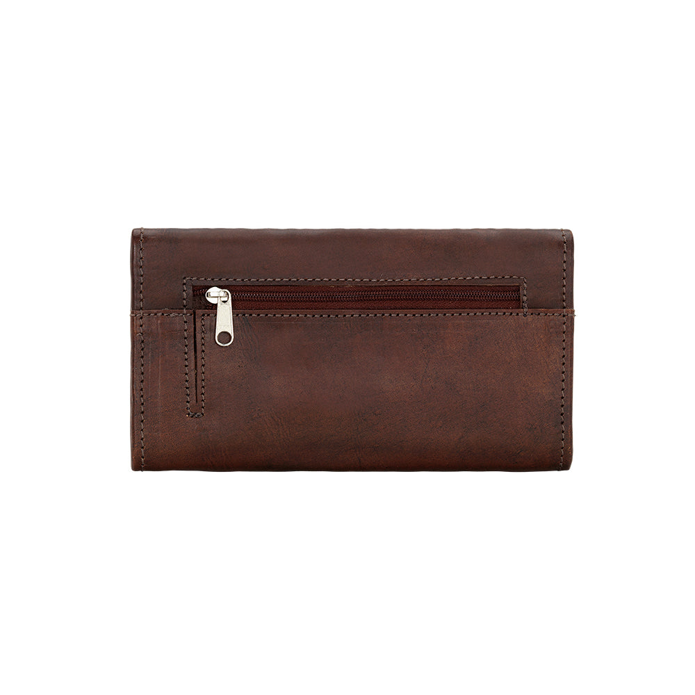 American West Mohave Collection Tri-Fold Wallet Dark Brown Back