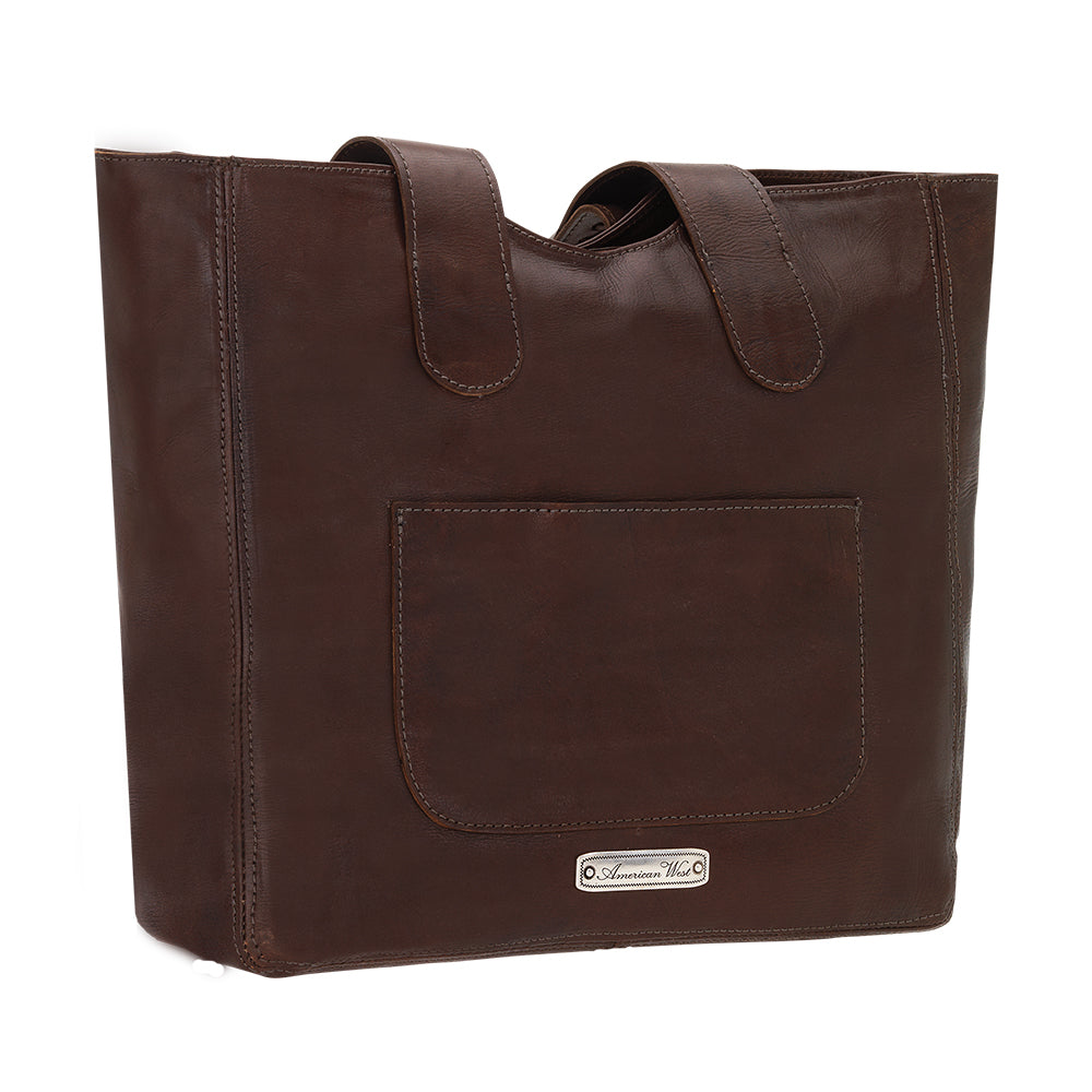 American West Mohave Collection Zip Top Tote Dark Brown Back