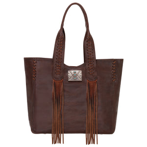 American West Mohave Collection Zip Top Tote Dark Brown Front