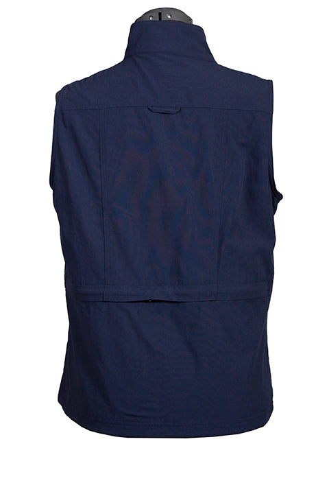 Farthest Point Collection Multi Pocket Ladies' Vest Indigo Back #6262