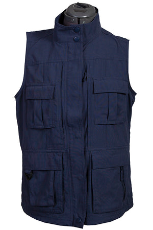 Farthest Point Collection Multi Pocket Ladies' Vest Indigo Front #6262