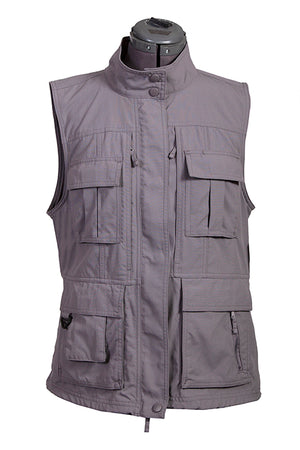 Farthest Point Collection Multi Pocket Ladies' Vest Silver Front #6262