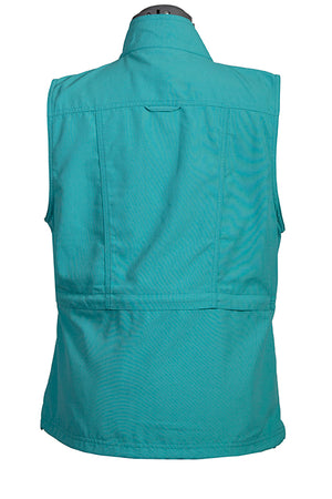 Farthest Point Collection Multi Pocket Ladies' Vest Teal Back #6262
