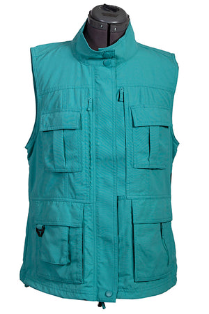 Farthest Point Collection Multi Pocket Ladies' Vest Teal Front #6262