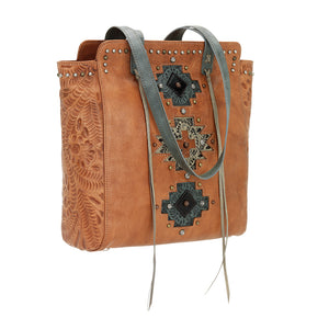 American West Handbag Navajo Soul Shoulder Tote Natural Tan Side