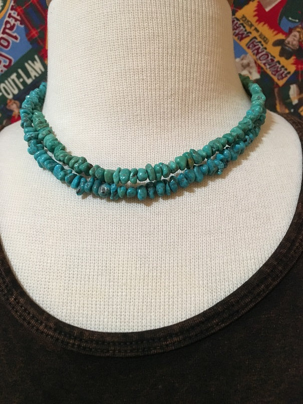 Two Grey Hills Native American Handcrafted Turquoise Set of Two Strands