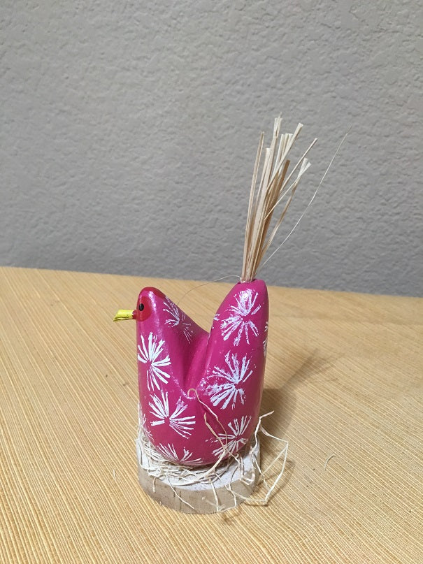 Edith John Small Hand Carved Nesting Chicken Pink Side