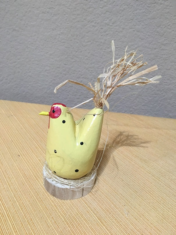 Edith John Small Hand Carved Nesting Chicken Yellow Side