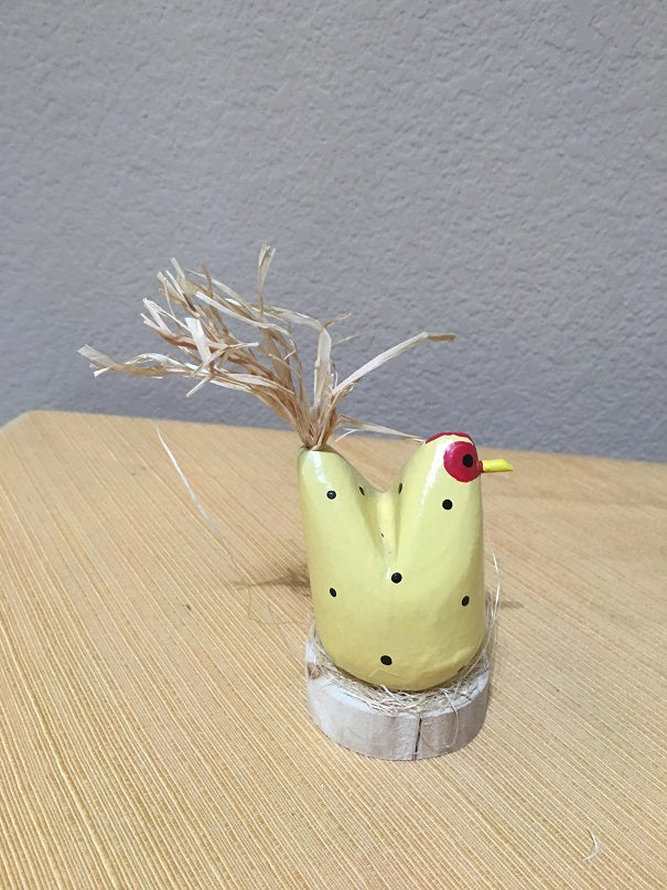 Edith John Small Hand Carved Nesting Chicken Yellow Front