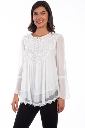 HC611 Scully Ladies' Honey Creek Tunic Lace Embroidery Front
