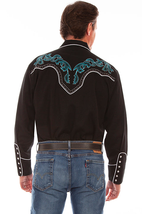 Scully Men's Vintage Inspired Western Shirt Boot Stitch Back #719903