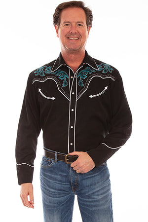 Scully Men's Vintage Inspired Western Shirt Boot Stitch Front #719903