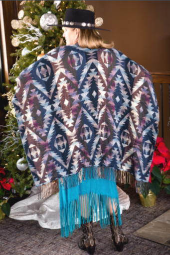 Rhonda Stark Italian Knit Shawl Aztec Ocean 