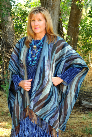 Rhonda Stark Italian Knit Shawl Ocean Wave Front