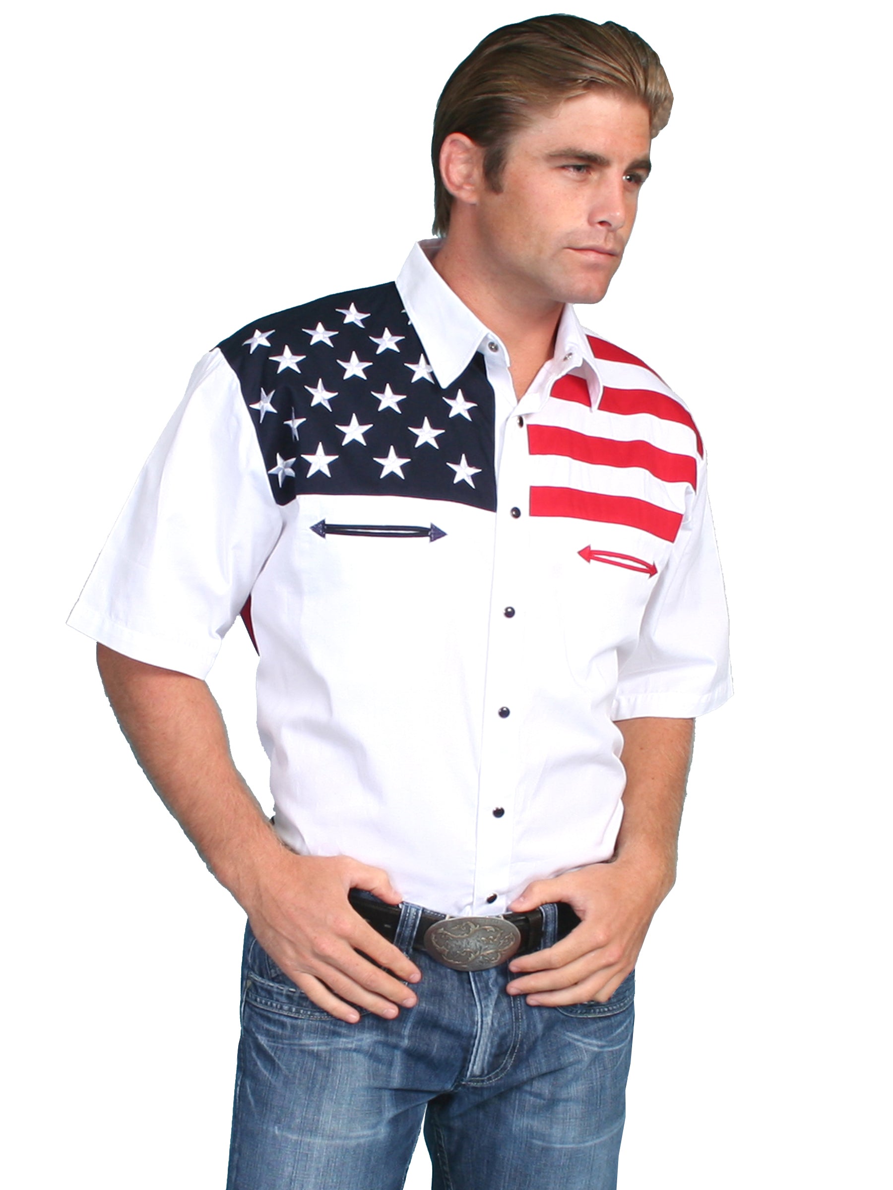 Scully Leather Co. Men's Patriotic Shirt Short Sleeves Front