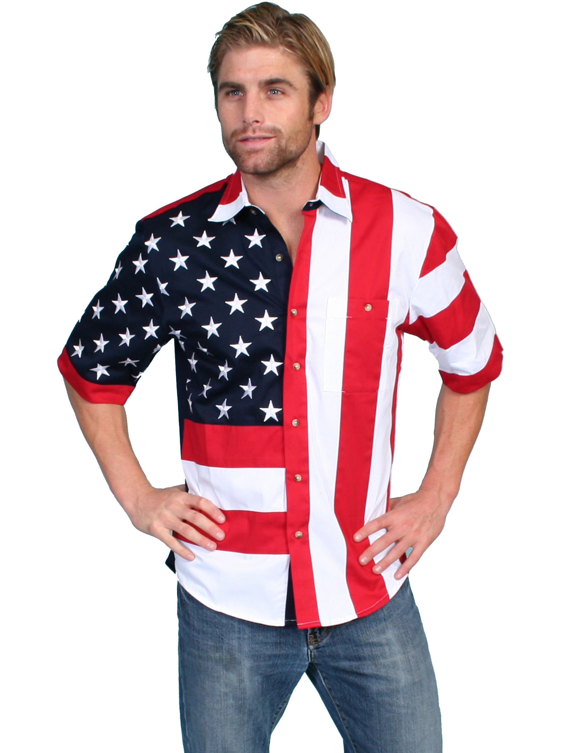 Scully Leather Co. Men's Patriotic Shirt Short Sleeves Front