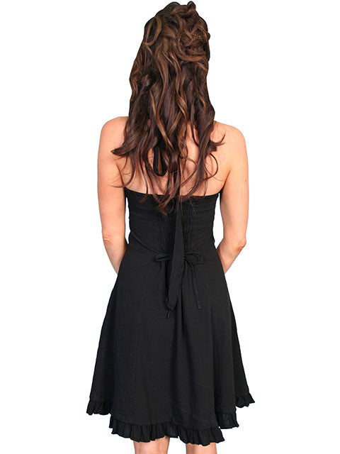 Scully Cantina Collection Halter Dress with Ruffle Hem, Black Back View