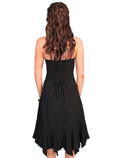 Scully Womens Cantina Collection Halter Dress, Ruffles, Black. Back View