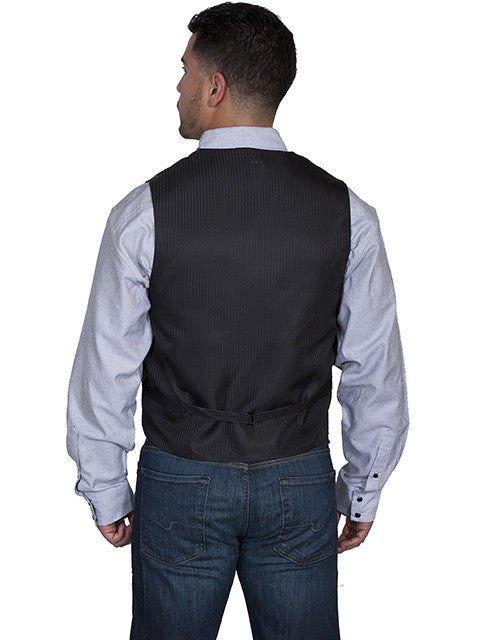 Scully Mens Rangewear Old West Vest Pinstripe No Lapels Front