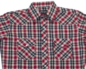 White Horse Apparel Men's Western Plaid Short Sleeve Red Black