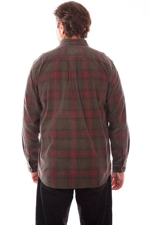 Men's Farthest Point Corduory Plaid Green Back #5263