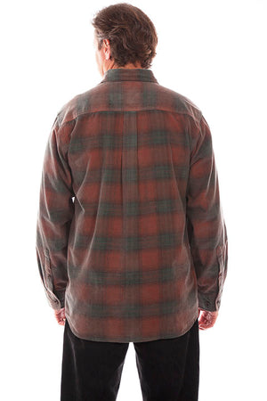 Farthest Point Collection Corduroy Plaid Rust Hunter Back