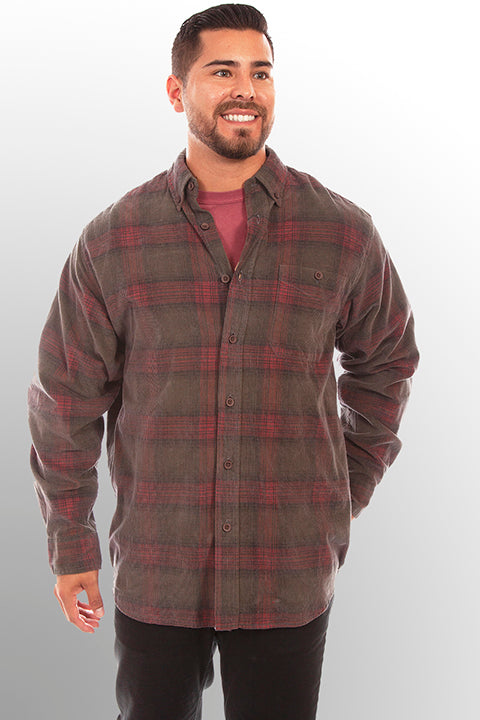 Farthest Point Collection Corduroy Plaid Rust Hunter Front