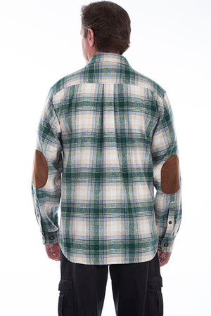 Farthest Point Corduory Plaid Green White Shirt Back