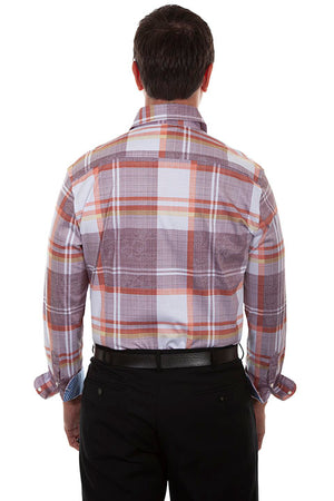 Scully Men's Signature Collection Brown Plaid Shirt Back
