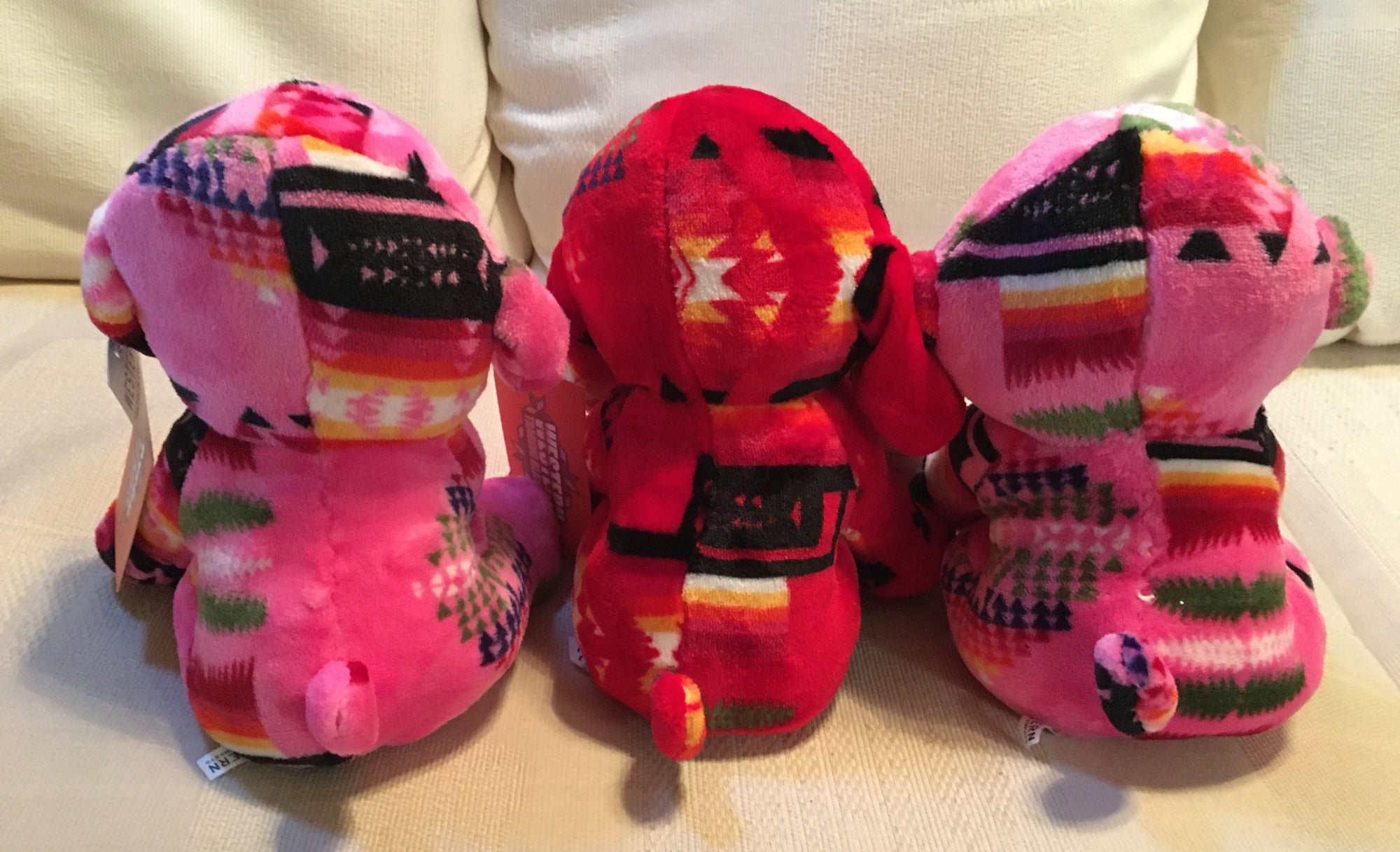 Plush Trio Puppies Pink and Red Back