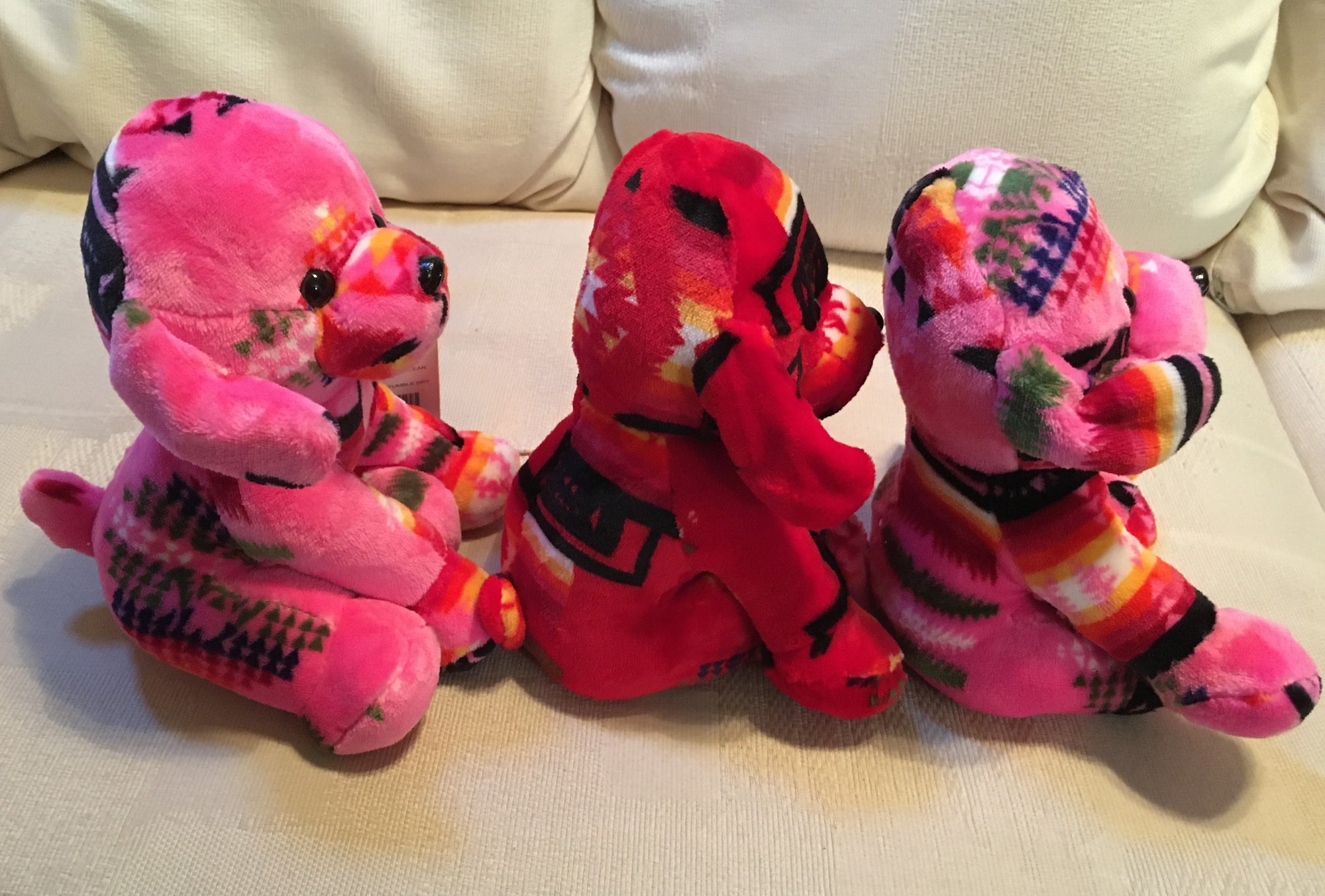 Plush Trio Puppies Pink and Red Front