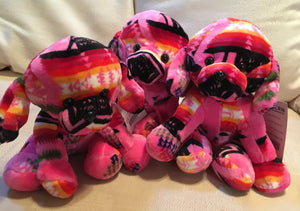 Plush Trio Puppies Pink with Pug Noses Front