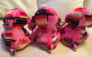 Plush Trio Puppies Pink with Pug Noses Back