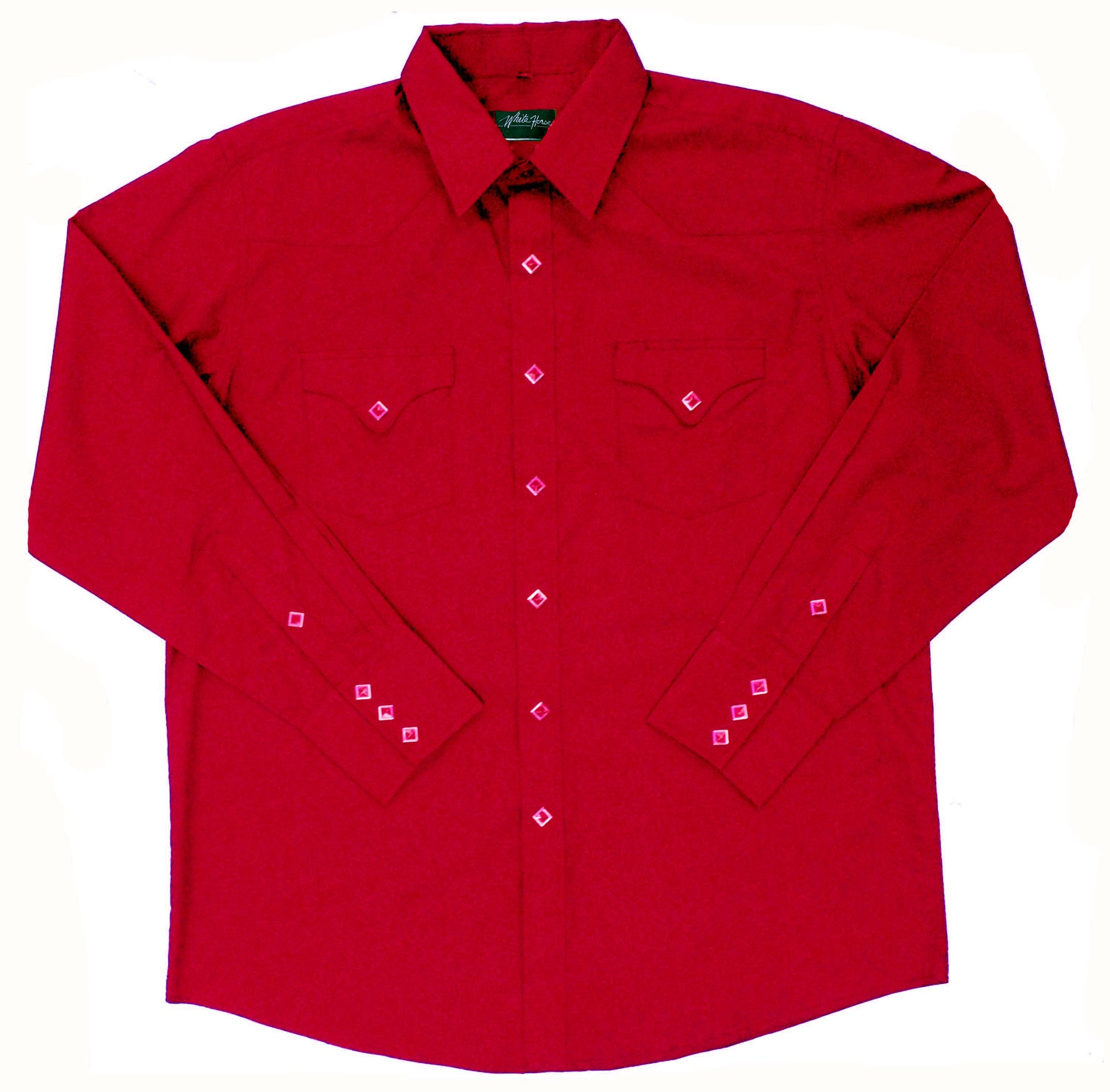 White Horse Apparel Men's Western Shirt Solid with Flap Pockets Red