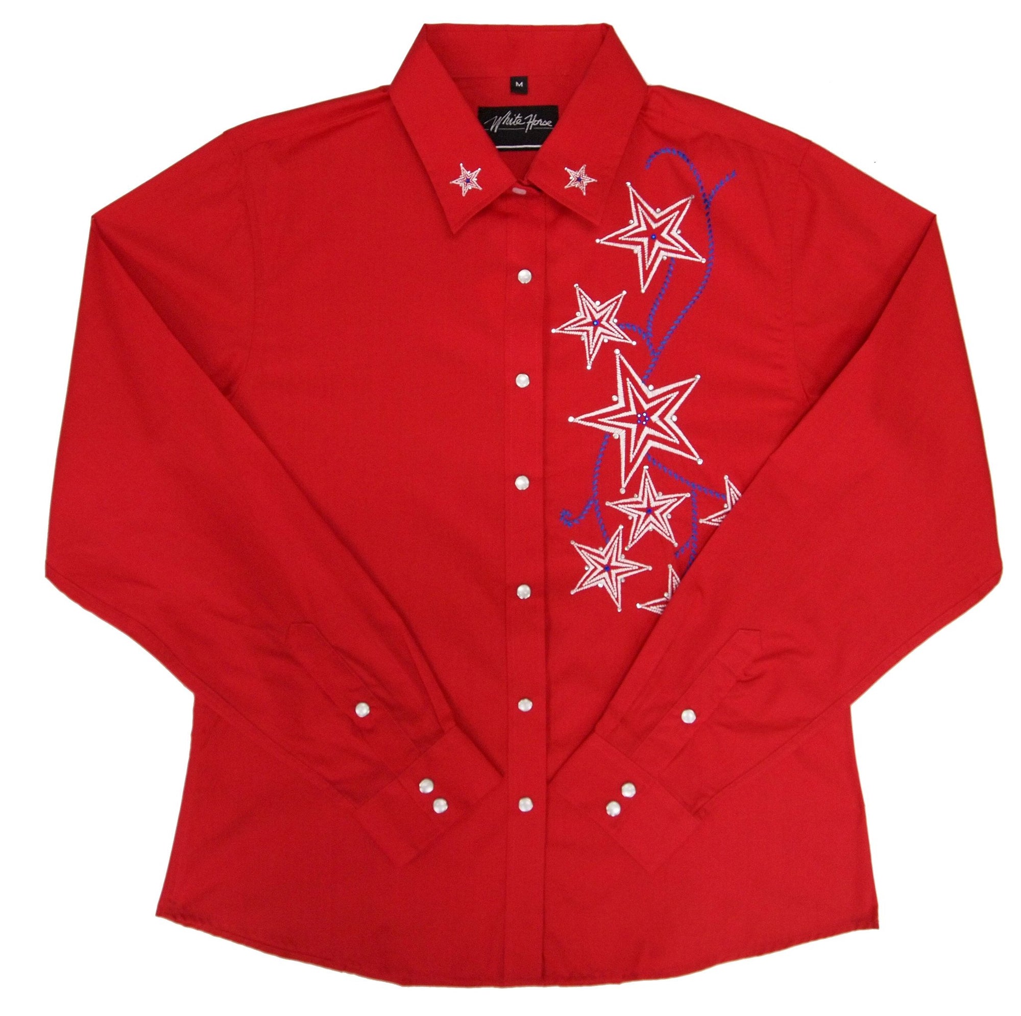 White Horse Apparel Women's Western Shirt with Star Burst Red