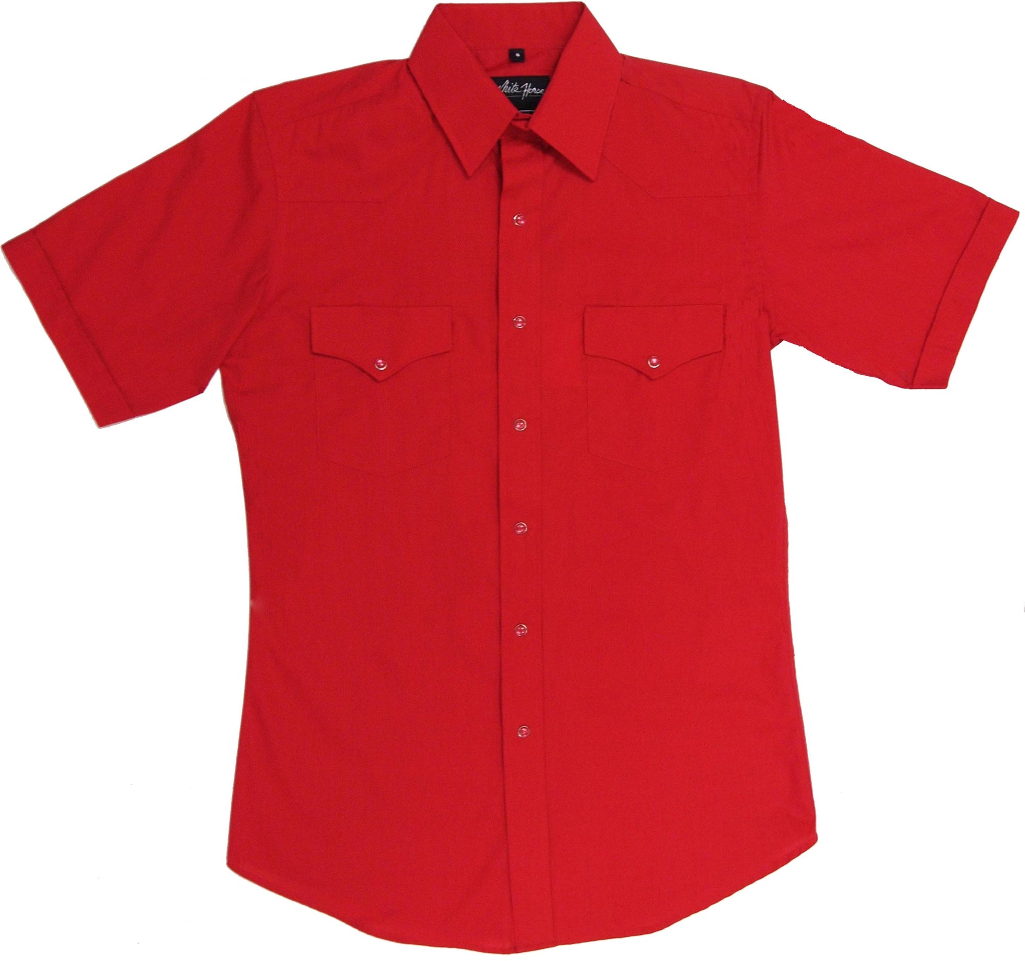 White Horse Apparel Men's Western Short Sleeve Shirt Solid Red