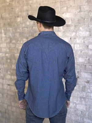Rockmount Ranch Wear Mens Denim Longmire Western Shirt Back Untucked