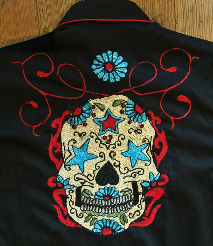 Rockmount Ranch Wear Mens Western Shirt Sugar Skull Back