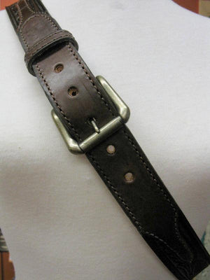 Rockmount Ranch Wear Tooled Leaf Leather Belt Brown 