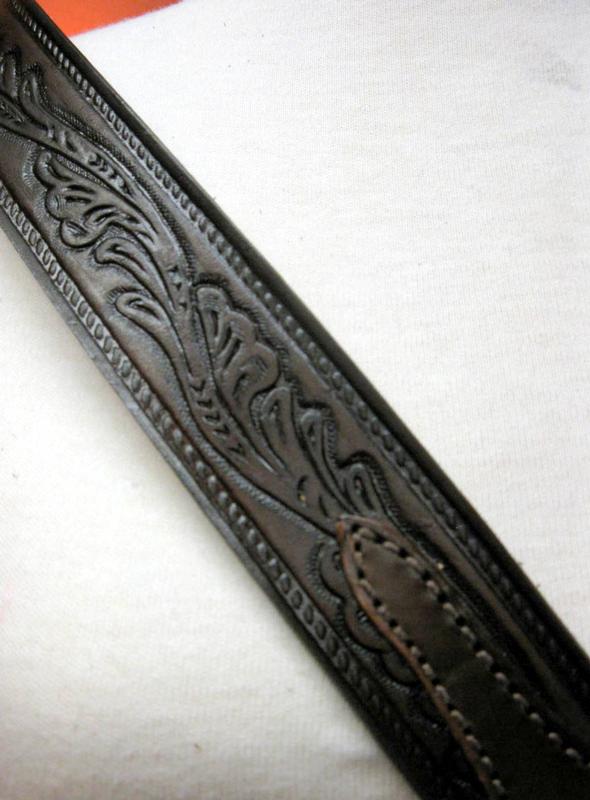 Rockmount Ranch Wear Tooled Leaf Leather Belt Brown 