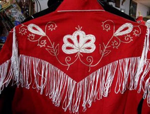 Vintage Inspired Western Shirt Ladies Rockmount Fringe Red Back