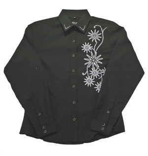 White Horse Apparel Women's Western Shirt Embroidered Rowell Design Black