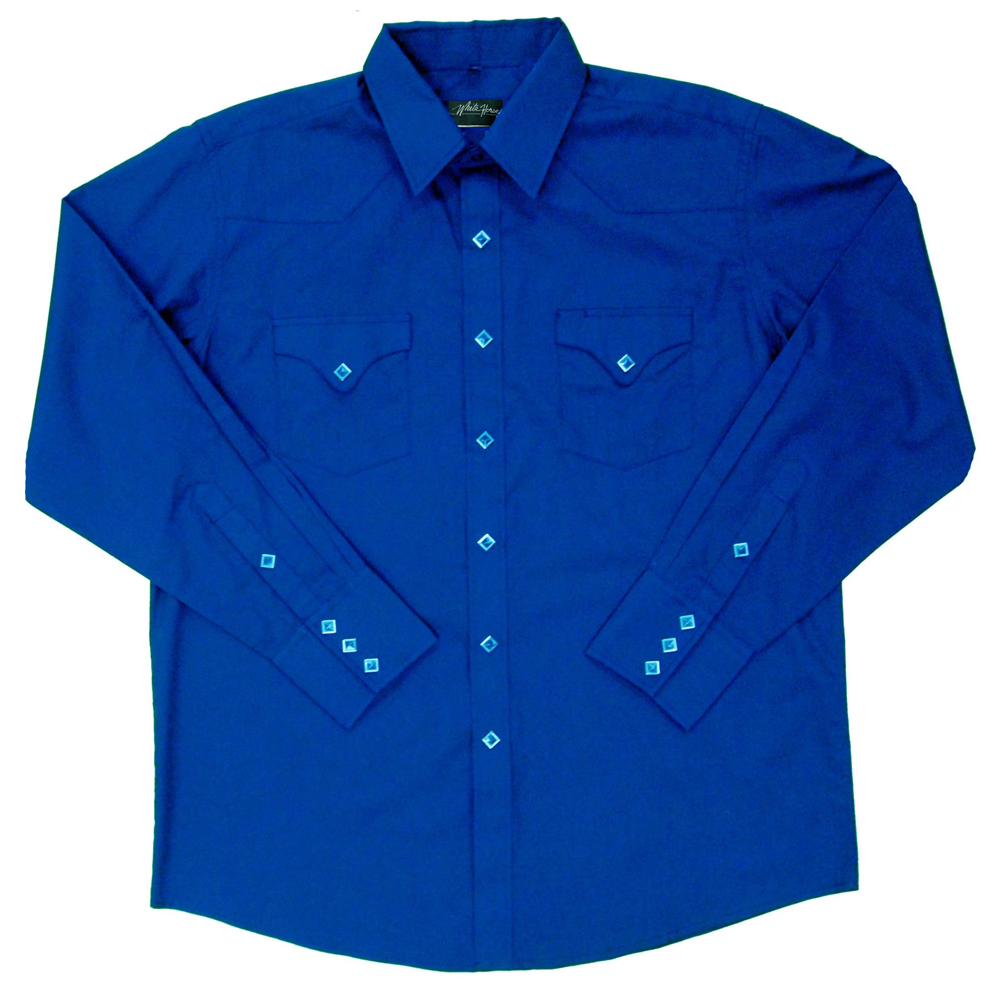 White Horse Apparel Men's Western Shirt Solid with Flap Pockets Royal Blue